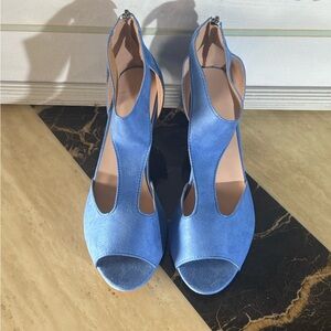 Elegant Blue Women's Peep-Toe Heels